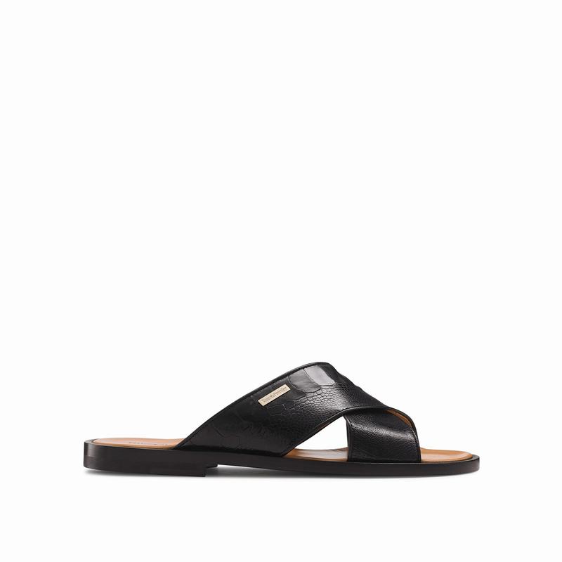 Russell & Bromley Taranto Slide Sandals Mens Black [QJN1692TP]